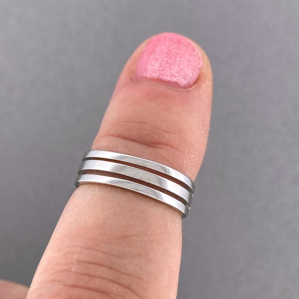 925 Sterling Silver Toe Ring Adjustable Triple Band